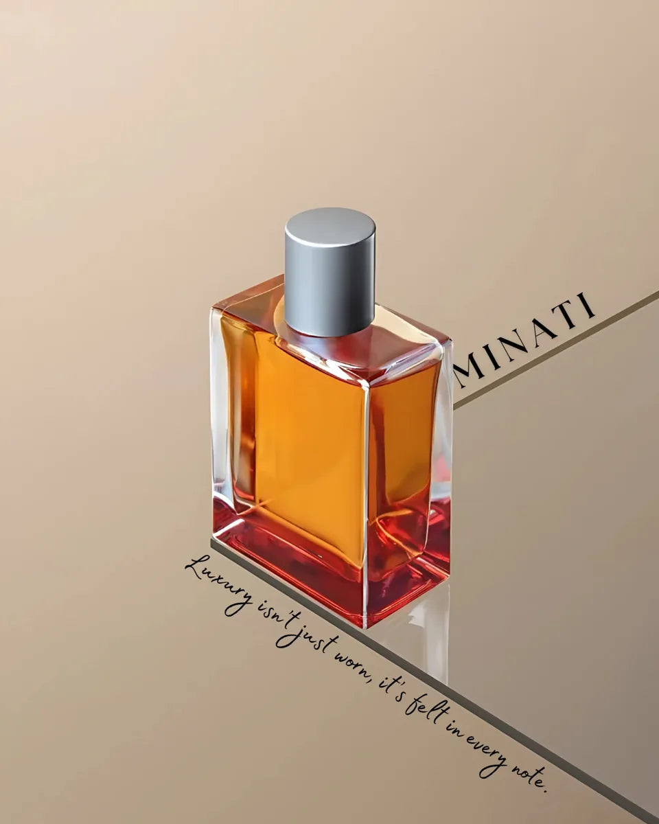 Minati perfume bottle and branded packaging