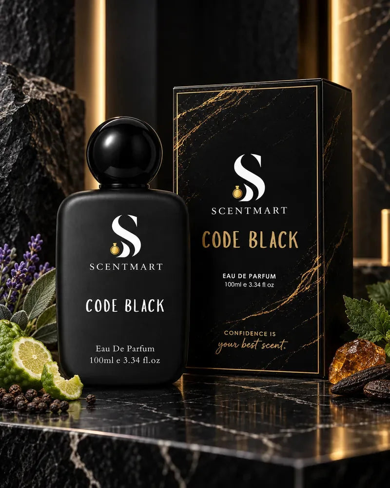 Scentmart Code Black perfume and packaging